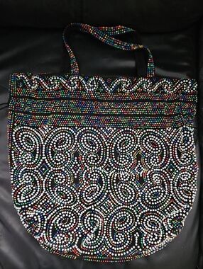 Vintage Hand Crafted Candy Dot Boho Coastal Vibrant Drawstring. Sgoukder Bag